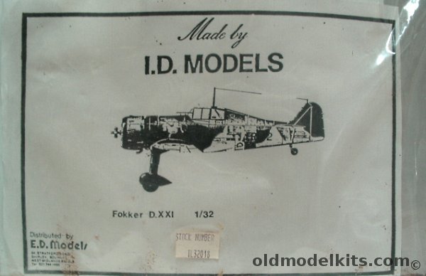 ID Models 1/32 Fokker D-XXI With Engines & Things Bristol Mercury And Williams Wheelset - Bagged - (D.XXI DXXI) plastic model kit